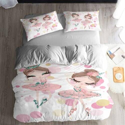 HELENGILI 3D Bedding Set Cartoon ballet girl pattern Print Duvet cover set bedclothes with pillowcase bed set home Textiles