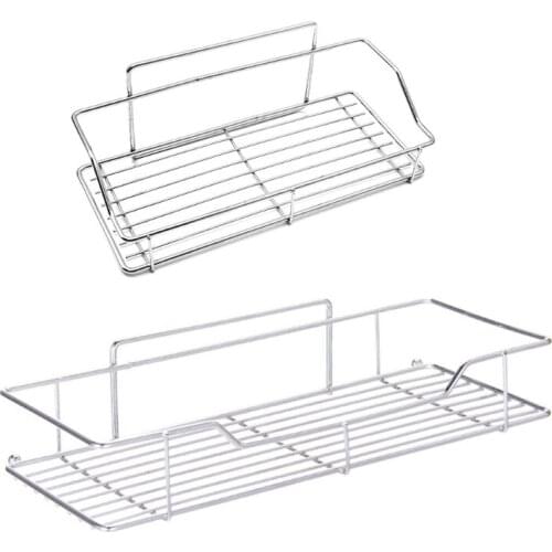 Stainless Steel Shower Organizer Wall Mounted Storage Rack Basket Bathroom Shelf
