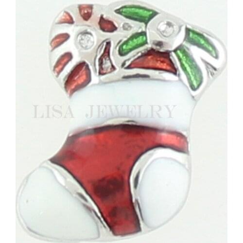 New style enamel christmas stockings floating charms fit christmas day gift or floating locket charms 10pcs/lot