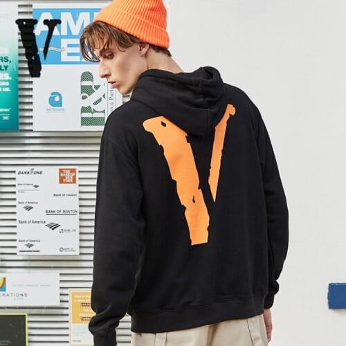 New VLONE Hoodies Sweatshirts Classic Orange Big V Loose Men and Women Street Trend Couple Loose Pullover