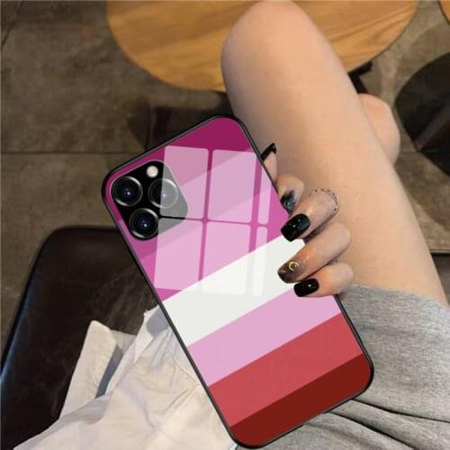 Lesbian pride flag Phone Case Glass Phone Case For iphone 12 11 Pro Max XS XR X 8 7 Plus SE2 Case