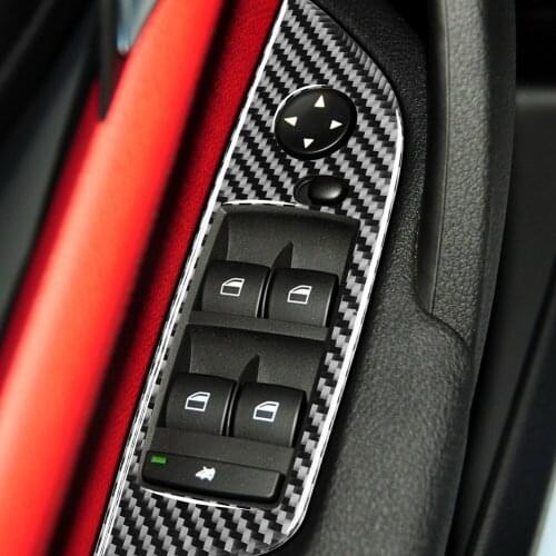 Sticker Cover Trim Car Styling Accessories Carbon Fiber Window Lift Switch Button Trim Sticker for BMW E84 X1 2011-2015 LHD