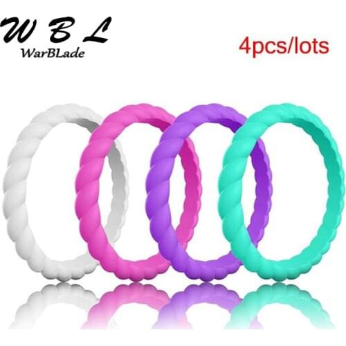 Thin Braided Silicone Ring Fashion Sports Hypoallergenic Crossfit Flexible Woven Rubber Finger Ring 3mm For Women Wedding Rings