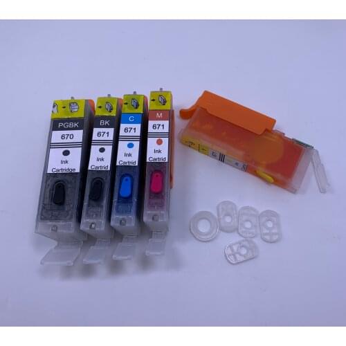 YOTAT 5color Full Refillable ink cartridge PGI-670XL PGI-670 CLI-671 for Canon PIXMA MG5760 MG5765 MG5766 MG6860 MG6865 TS8060