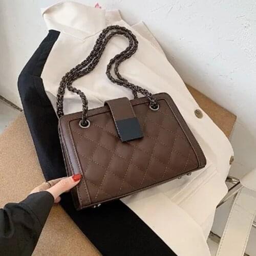 Women Crossbody Bags Shoulder Bag Handbags Women Backpack Fashion Lingge Purses 2021 New Underarm Metal Chain Bag PU Leather