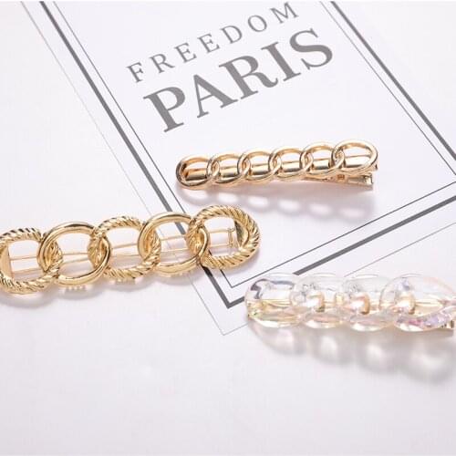 New fashion personality alloy hair clip colorful metal side simple acrylic duckbill clip headdress hair accessories womenSY184