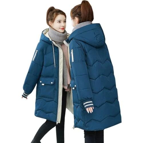 2021 New Winter Women Down Jacket Slim Hooded Parka Warm Thicken Coat Plus size 3XL Casual Long Outerwear Female Winter Jackets
