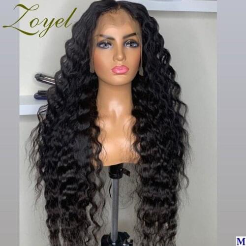 Zoyel Long Kinky Curly Middle Part Synthetic Lace Front Wigs for Woman With Babyhair Soft Heat Resistant Fiber Daily Wigs