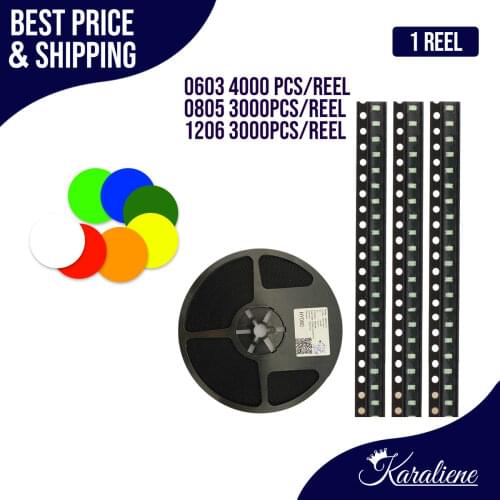 1REEL 0603 0805 1206 smd LED Red Yellow Green Warm Cold White Orange Blue light emitting diode
