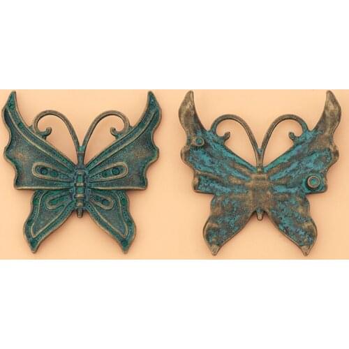 10pcs/Lot Green Verdigris Patina Large Butterfly Charms Pendants for Jewelry Making Findings Accessories