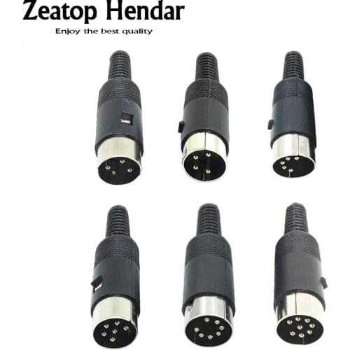 100Pcs DIN 3Pin 4Pin 5Pin 6Pin 7Pin 8Pin Male Plug Solder Connector with Plastic Handle 13mm Adapter