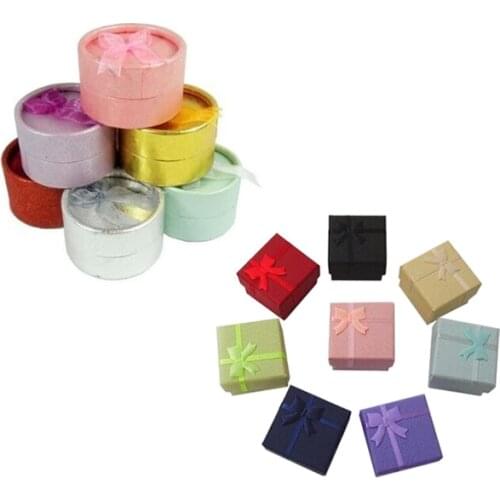 12 PCS Random Color Round and Square Shape Cute Small Gift Box for Ring Earrings Jewelry
