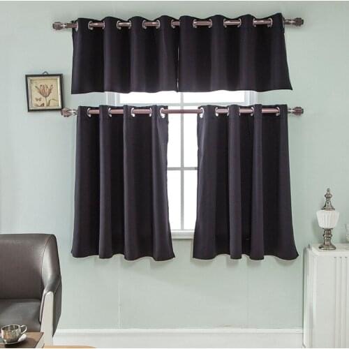 1pcs W100xL50cm Black Short Curtain for Kitchen Blackout Roman Short Curtain Tier Valance Cafe New Home Decoration wp092C