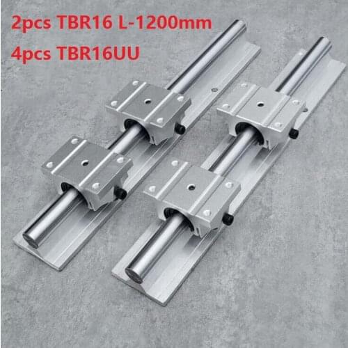 2pcs TBR16 L-1200mm support rail linear guide + 4pcs TBR16UU linear bearing blocks for CNC router parts