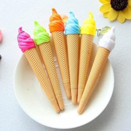 30 Pcs Ice Cream Shape Cute Creative Gel Pen 0.38 MM Black Refill Office Stationery Pen Wholesale New Unique Gift Pen