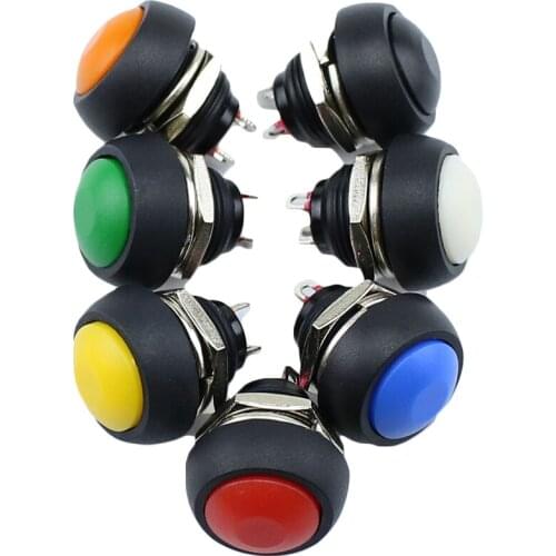 7Pcs 7 colors PBS-33b 12mm Waterproof Momentary Push button Switch