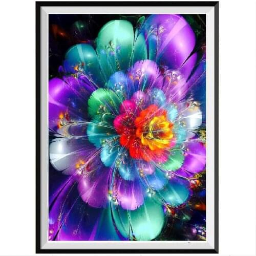 Abstract Flower Printed Canvas 11CT Cross Stitch Embroidery Full Kit DMC Threads Hobby Needlework Handiwork Knitting Counted