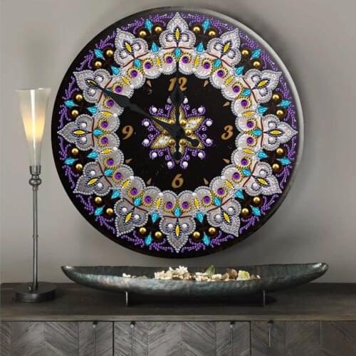 DIY Diamond Painting Antique Clock Partial Special Drill Mosaic Wall Art Picture of Rhinestone Metal Picture Home Decoration