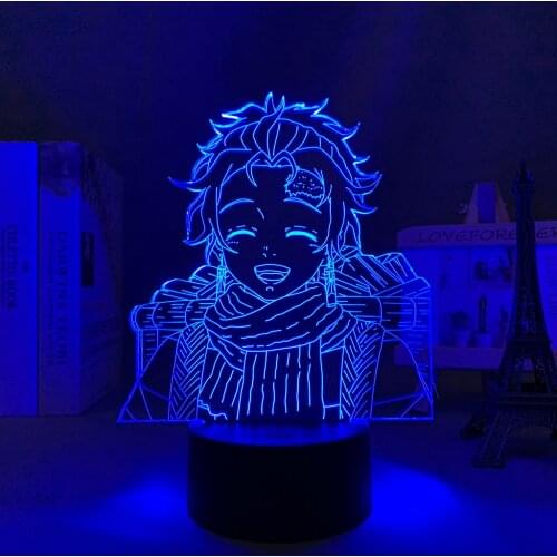 Anime Led Lamp Kimetsu No Yaiba for Bedroom Decoration Night Light Gift Manga 3d Light Demon Slayer Tanjiro Kamado Room Decor