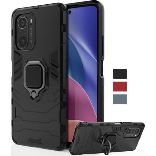 For Cover Xiaomi Redmi K40 Case Shockproof TPU Bumper Ring Holder Stand Armor Back Cover Redmi K40 Pro Plus Phone Case Redmi K40