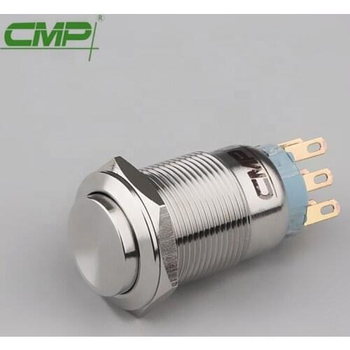 CMP 19mm Waterproof High Surface Brass ChromePlate Stainless Anti-Vandal Locking Switch IP67