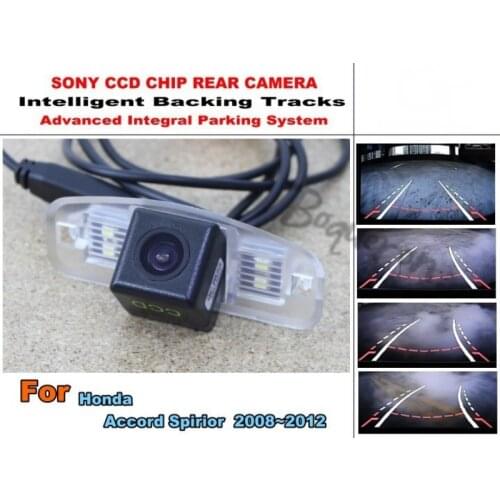 Car Trajectory Intelligent Tracks HD CCD Night Vision Car Rear View Camera Parking Assistan For Honda Accord Spirior 2008~2012