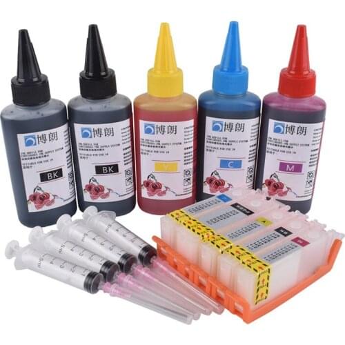 PGI-750 Refillable ink cartridge for CANON iP7270 ix6870 MG5570 MG6470 MG5670 MG5470 MX727 IX6770 + Dey ink 5color Universal