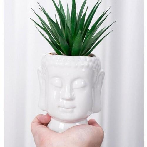 Creative Buddha Ceramic Flower Pot Miniature Model Ornament Succulent Planter Home Office Desktop Living Room Indoor Decoration