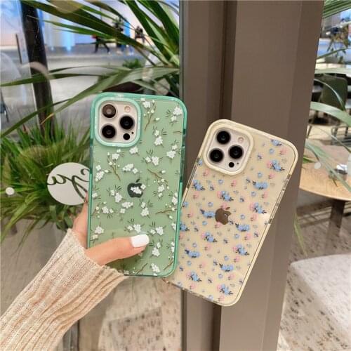Lovebay Small White Floral Phone Case For iPhone 12 11 Pro MAX Mini XS XR X 8 7 Plus SE 2020 Soft TPU Transparent Back Cover