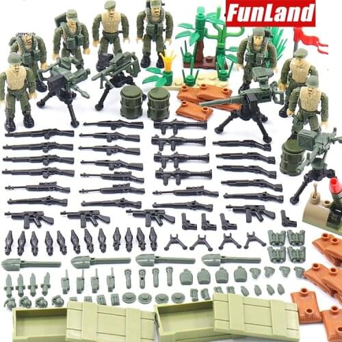 1:35 scale 1965 Vietnam world war military Battle of Ia Drang army action figures mega block ww2 gun building bricks toys