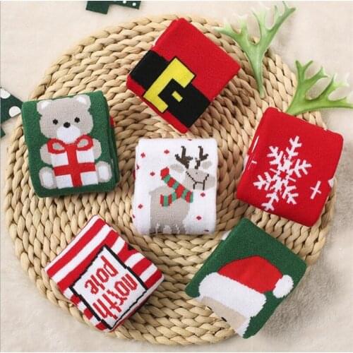 0-6Yrs kids socks Christmas infant newborn baby floor socks thick terry socks for boys and girls socks Santa/elk/snowflake child
