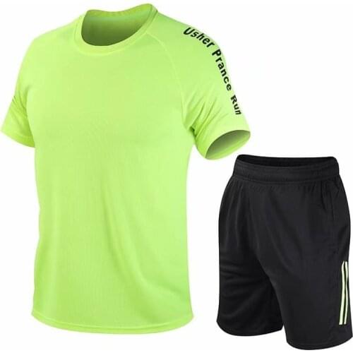 New Men Tracksuit Gym Fitness short sleeve Sports Suit Clothes Running Jogging Sportswear Quick Dry Football Workout sets
