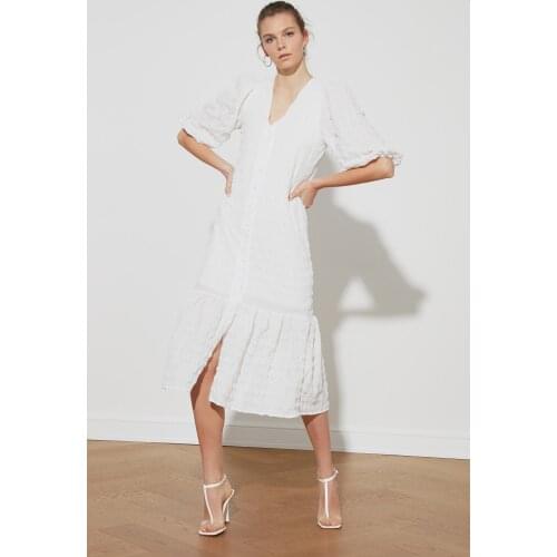 Trendyol Fabric Textured Button Dress TWOSS21EL1127