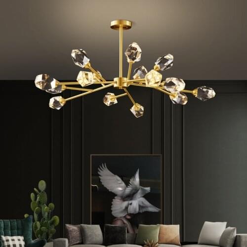 All copper light luxury crystal lamp living room crystal pendant lights Club Villa bedroom molecular lamp Nordic lamp CL31601