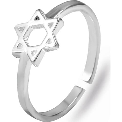 925 Sterling Silver Rings for Women Men Hexagram Hollow Hexagonal star Adjustable Open Ring Engagement Wedding Rings Jewelry