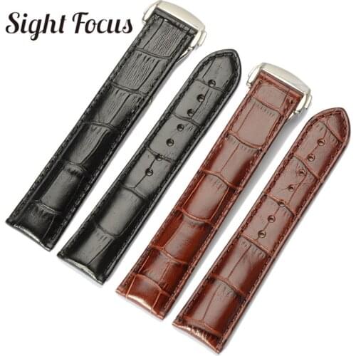 20mm(Buckle 18) Vintage Italian Calfskin Leather Watchband Strap Men for Omega Watch Straps Man Black Brown Bracelet Watch Belt