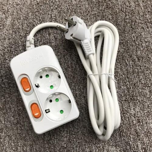EU Standard Wall Power Socket Kitchen Office Desktop Socket 250V 10A Socket Eu With Extension Cable 1.5M/2.5M/4.5M