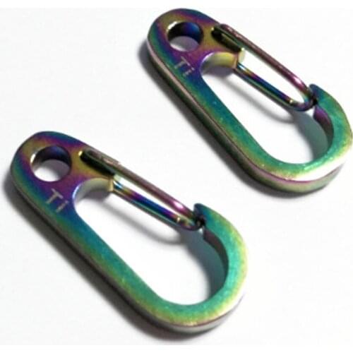 Tactical Camping Equipment 100%Titanium Alloy Keychain Climbing Carabiner Outdoor Spring Clasp Buckle Hooks T4 Keyring J077