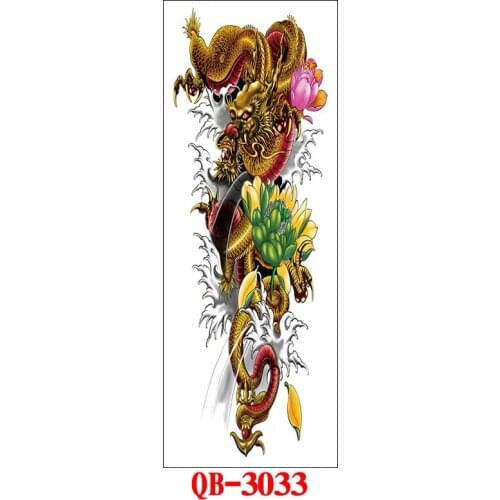 Red Flower Tattoo Sticker Red Flower Dragon Waterproof Tattoo Large Size Colorful Beautiful Temporary Fake Tatoo Body Art
