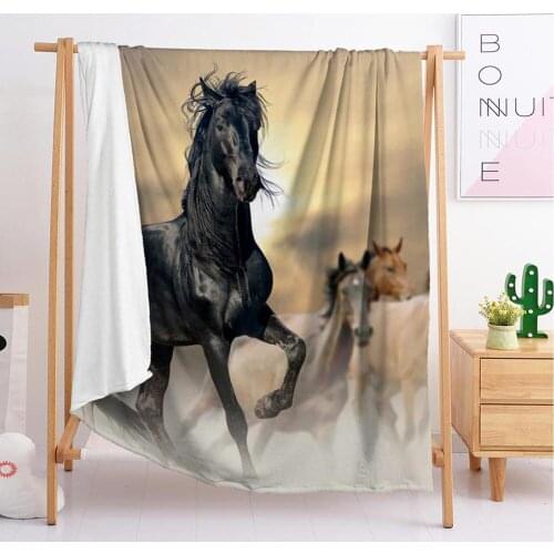 Dark horse animal Custom blankets Large and small size throw blanket tapestry sleeping blanket soft flannel blanket bedding