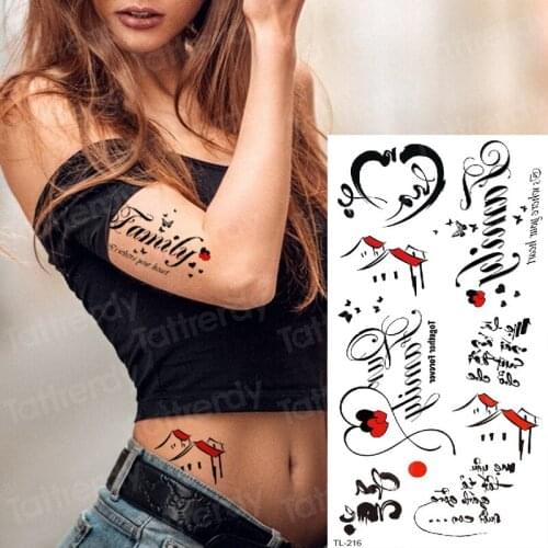 Temporary tattoos woman waterproof fake tattoos body stickers letters text love tattoo vintage black small tatoo hand wrist girl