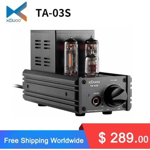 XDUOO TA-03S Headphone Amplifier CS4398*2 XMOS U8 USB DAC 12AU7 6C19 Tube Desktop Headphone Amplifier 32Bit/192KHZ Native DSD128