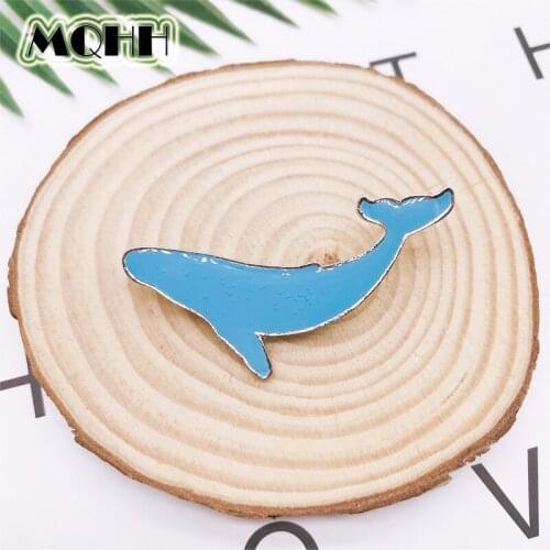 Creative Fun Blue Marine Life Whale Dolphin Enamel Brooch Alloy Badge Clothes Bag Pin Woman Jewelry Accessories Gift For Kid