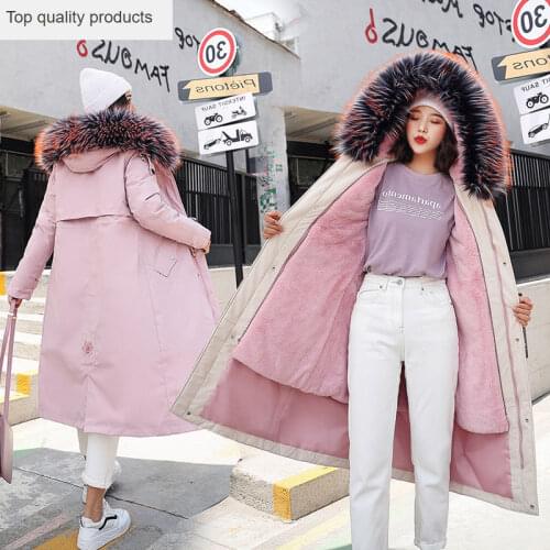 Winter Faux Fur Coat Women 2020 Warm Thicken Long Parka Luxury Fur Liner Cotton Padded Coat Female Overcoat Outwear Plus Size