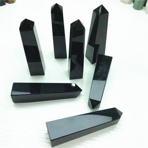 1PC Natural Rock Obsidian Stone Crystal Point Mineral Ornament Healing Wand Home Decor DIY Gift Decoration