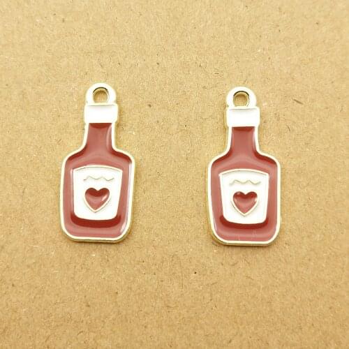 10pcs 10x21mm enamel heart bottle charm for jewelry making cute earring pendant bracelet necklace charms diy design charms