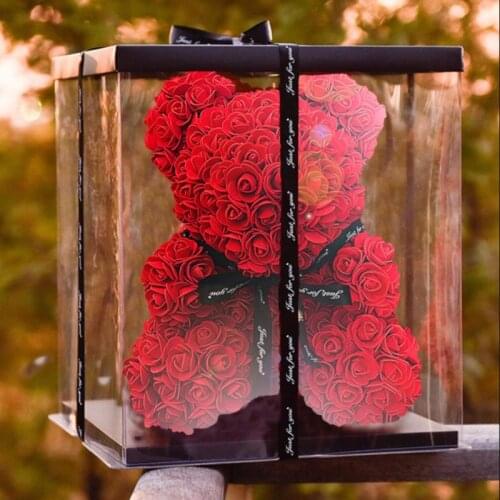25/40cm Roses Bear with Heart Artificial Flower Rose Teddy Bear For Women Valentine Wedding Birthday Christmas Gifts Decoration