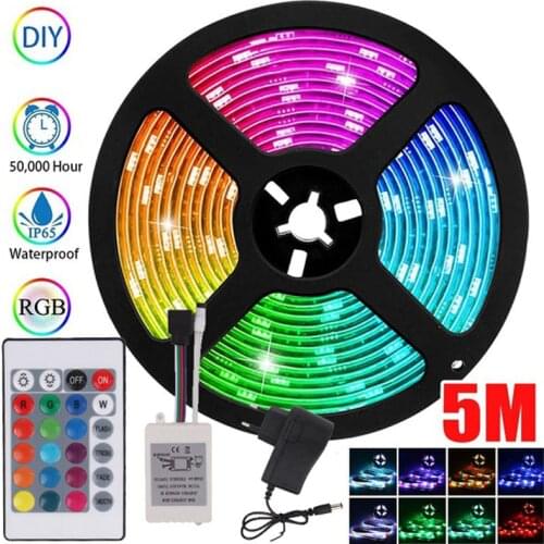 5M LED Strip Lights RGB IP65 Waterproof LED Lights Remote Control BackLight Night Light for TV Stairs Rooms Behind Decoration