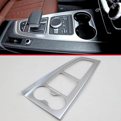 ABS Pearl Chrome Interior Cup Drink Holder Cover Trim Bezel Frame Molding Garnish For Audi A4 2017 2018