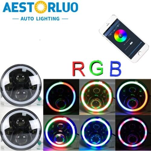AESTORLUO 1pcs Factory Supply 7 Inch LED Headlight RGB Ring For Harley Motorcycle For Yamaha Road Star DRL Hi/Lo Beam 12V 50W